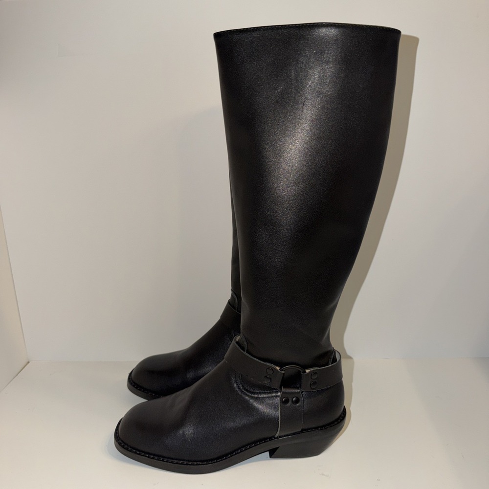 Silent D Tall Boots Womens Size 37 US  6.5 Black Leather Western Designer